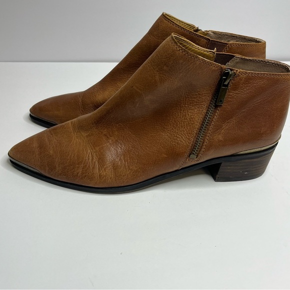 Lucky Brand Brown Leather Side Zip Ankle Boots Size 12 - Picture 3 of 13